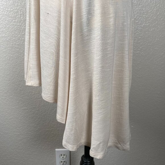 RXB Sz M Sheer Beige Tunic Short Sleeve Flutter High-Low Hem Asymmetrical VNeck - Picture 5 of 9
